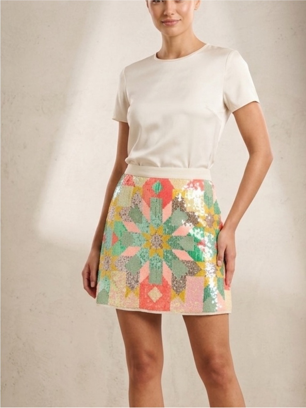 Marciano Y2K Glam Geometric Sequin Statement Mini Skirt -
Size 8